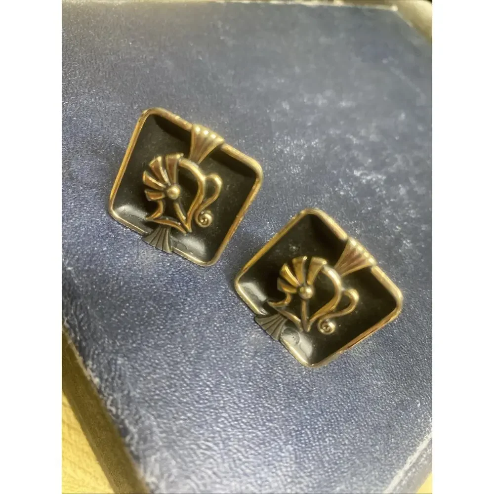 Vintage 50s MCM Swank Men's Jewelry Roman Knight Cufflinks Gold Tone & Back